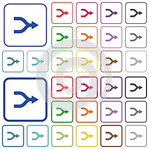 Merge arrows outlined flat color icons