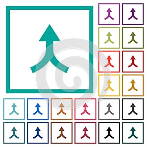 Merge arrows up flat color icons with quadrant frames