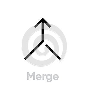 Merge call icon. Editable line vector.