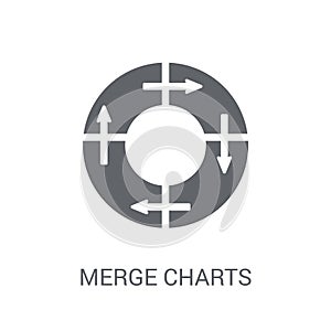 Merge charts icon. Trendy Merge charts logo concept on white background from Business and analytics collection