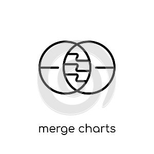 Merge charts icon. Trendy modern flat linear vector Merge charts