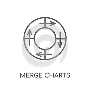 Merge charts linear icon. Modern outline Merge charts logo conce