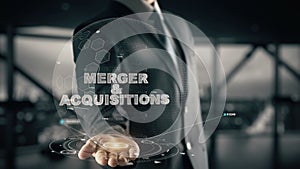 Merger & Acquisitions with hologram businessman concept