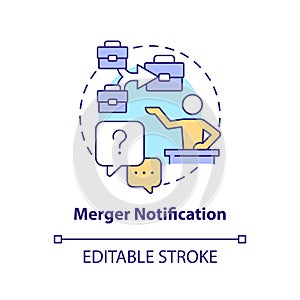 Merger notification concept icon