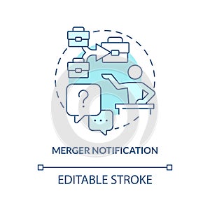 Merger notification turquoise concept icon