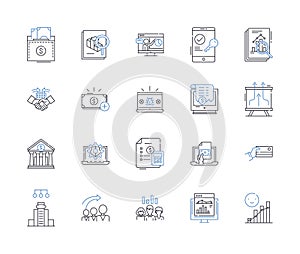 Merger and partnership line icons collection. Union, Consolidation, Collaboration, Joint venture, Amalgamation