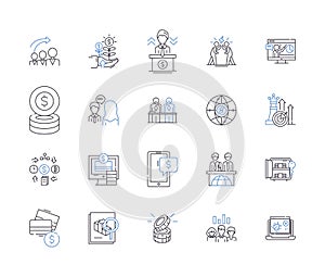 Mergers and acquisitions outline icons collection. Mergers, Acquisitions, Consolidations, Takeovers, Buyouts photo