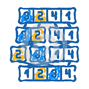 mergesort algorithm icon doodle illustration