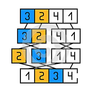 mergesort algorithm icon color illustration