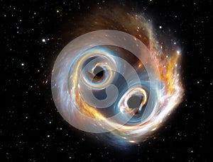 Merging of black holes in deep space