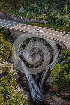 The merging of waterfalls - Furkapass road