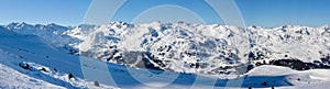 Meribel mottaret panoramic valley view sun snowy mountain landscape France alpes 3 vallees