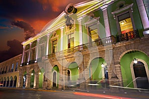 Merida city arcade arcs of Yucatan Mexico