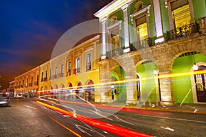 Merida city colorful facades Yucatan Mexico photo