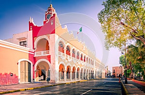 Merida, Mexico. Plaza Grande, beautiful spanish colonial city in Yucatan Peninsula
