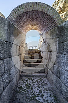 Merida Roman theatre cavea access. Extremadura, Spain