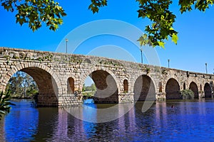 Merida in Spain roman bridge over Guadiana photo
