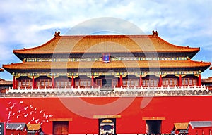 Meridian Gate Entrance Gugong Forbidden City Palace Beijing Chin