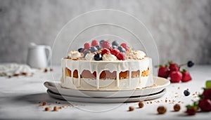 Meringe cake with berries