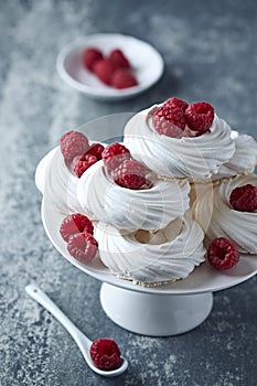 Meringue Nests with Raspberries