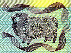 Merino ram from bank note