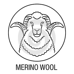 Merino sheep wool icon in thin line