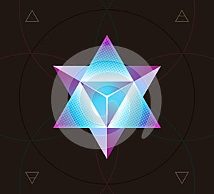 Merkaba colorful symbol on dark background