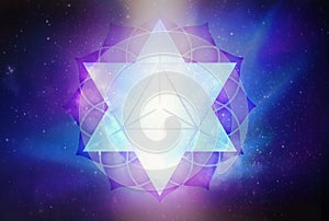 Merkaba symbol, Star Tetrahedron, sacred geometry, lotus flower, universe