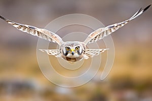 merlin with a fierce expression during flight