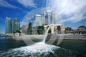 Merlion park.Singapore skyline