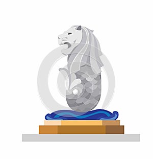 Merlion Singapore landmark monument landmark flat illustration vecotr isolated in white background