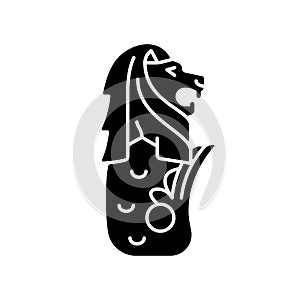 Merlion statue black glyph icon