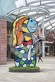 Merlion Statue in cartoon color style in Sentosa Island, Singapore