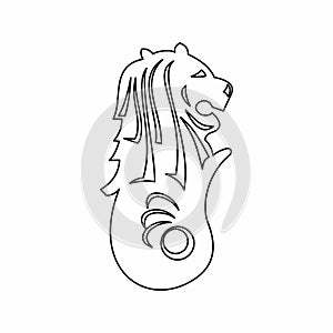 Merlion statue, Singapore icon, outline style