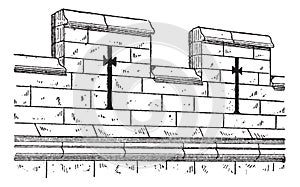 Merlon and Crenel, vintage engraving