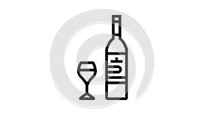 merlot red wine line icon animation