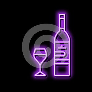 merlot red wine neon glow icon illustration