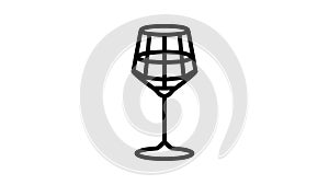 merlot wine glass line icon animation