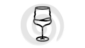 merlot wine glass line icon animation