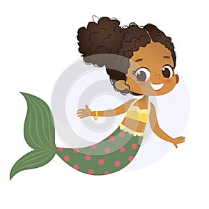 Mermaid Afro Character Mythical Girl Little Nymph