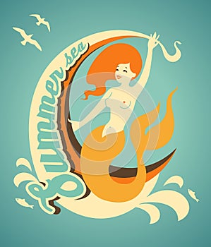 Mermaid with banner