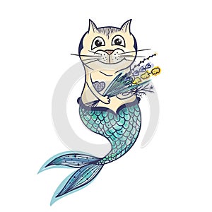 Mermaid Cat Vector Character photo