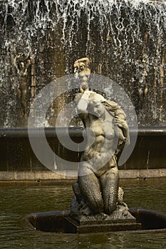 Mermaid - detail of fountain in Alameda parc, Lisbon