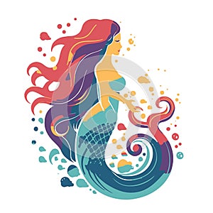 mermaid fairy illustration for your design: bags, posters, logo