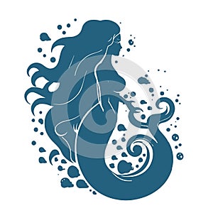 mermaid fairy illustration for your design: bags, posters, logo
