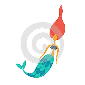 Mermaid Girl icon, isolated on white