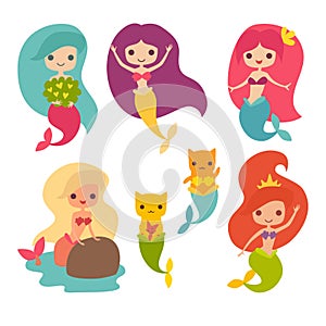 Mermaid girls vector illustration