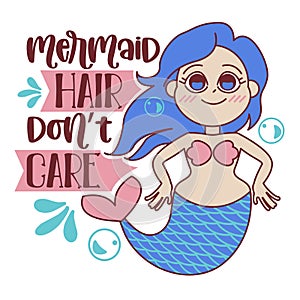 Mermaid Inspirational vector Hand drawn typography poster. T shirt calligraphic design.