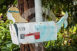 A mermaid mailbox in Lahaina, Maui, Hawaii