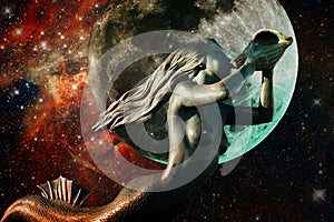 Mermaid, Moon and 30 Doradus Nebula (Elements of this image furn